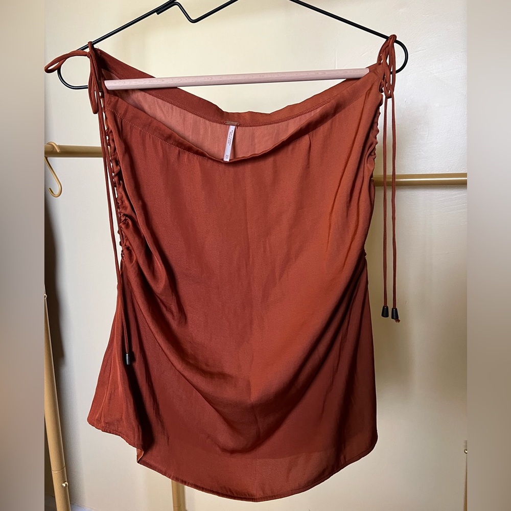 Free People satin shoulder tie tank